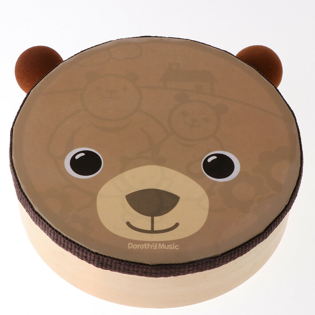 Cute Cartoon Musical Instruments Hand Drum with 2 Beaters Kids Toys Gift