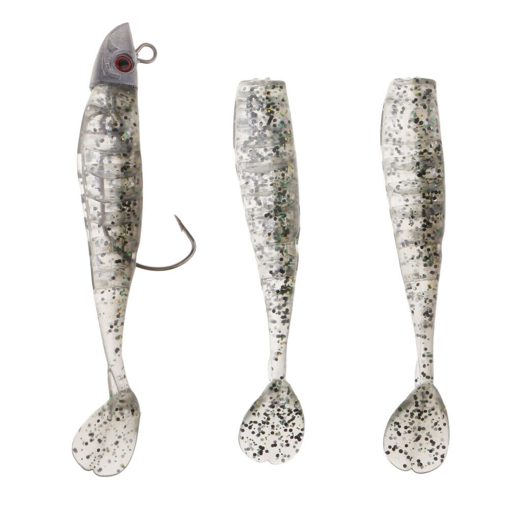 Ultra Shad Jig Head Paddle Tail Swimbait Soft Fishing Lure Bait Black