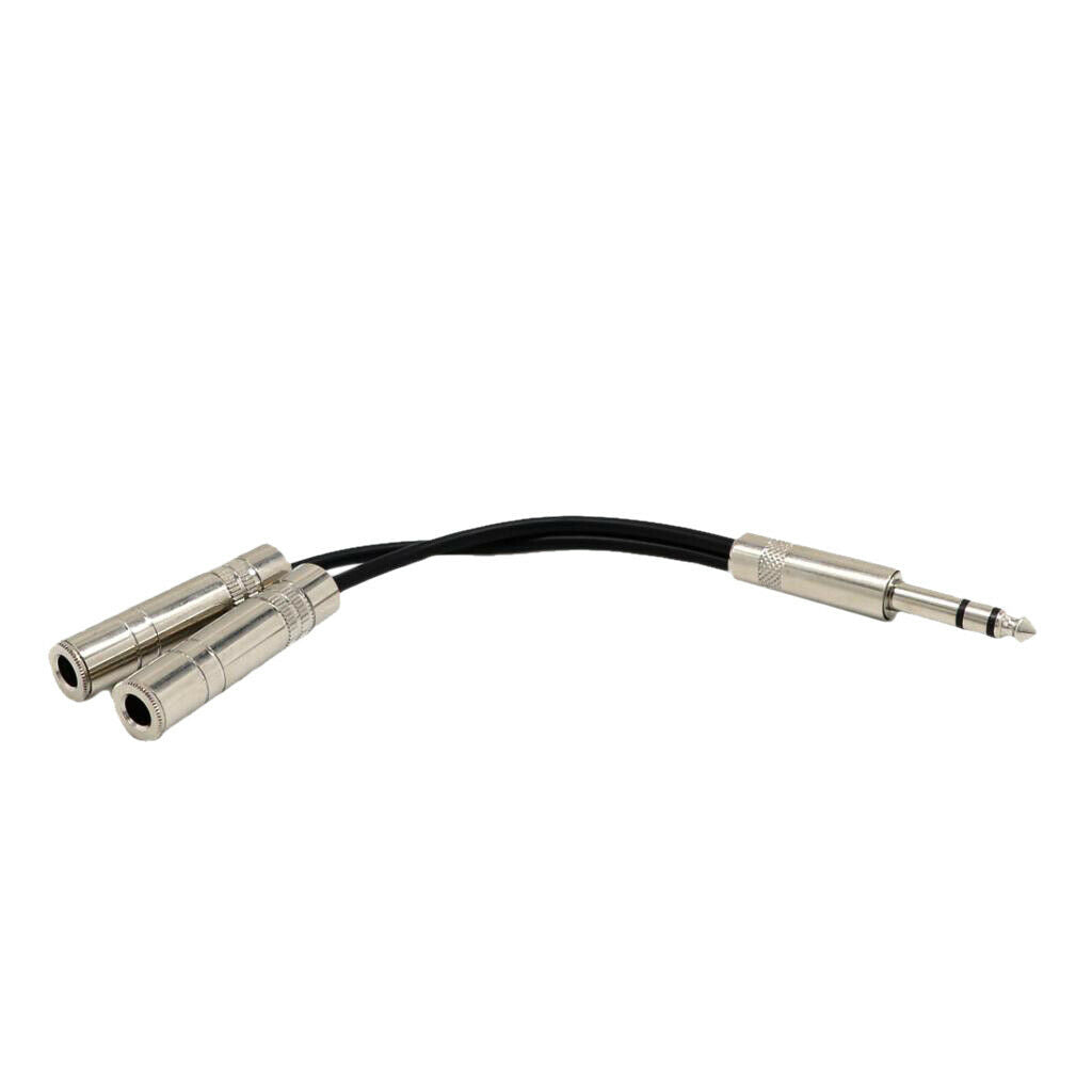 6.35mm Stereo Plug Male to Dual 6.35mm   Female Splitter Cable