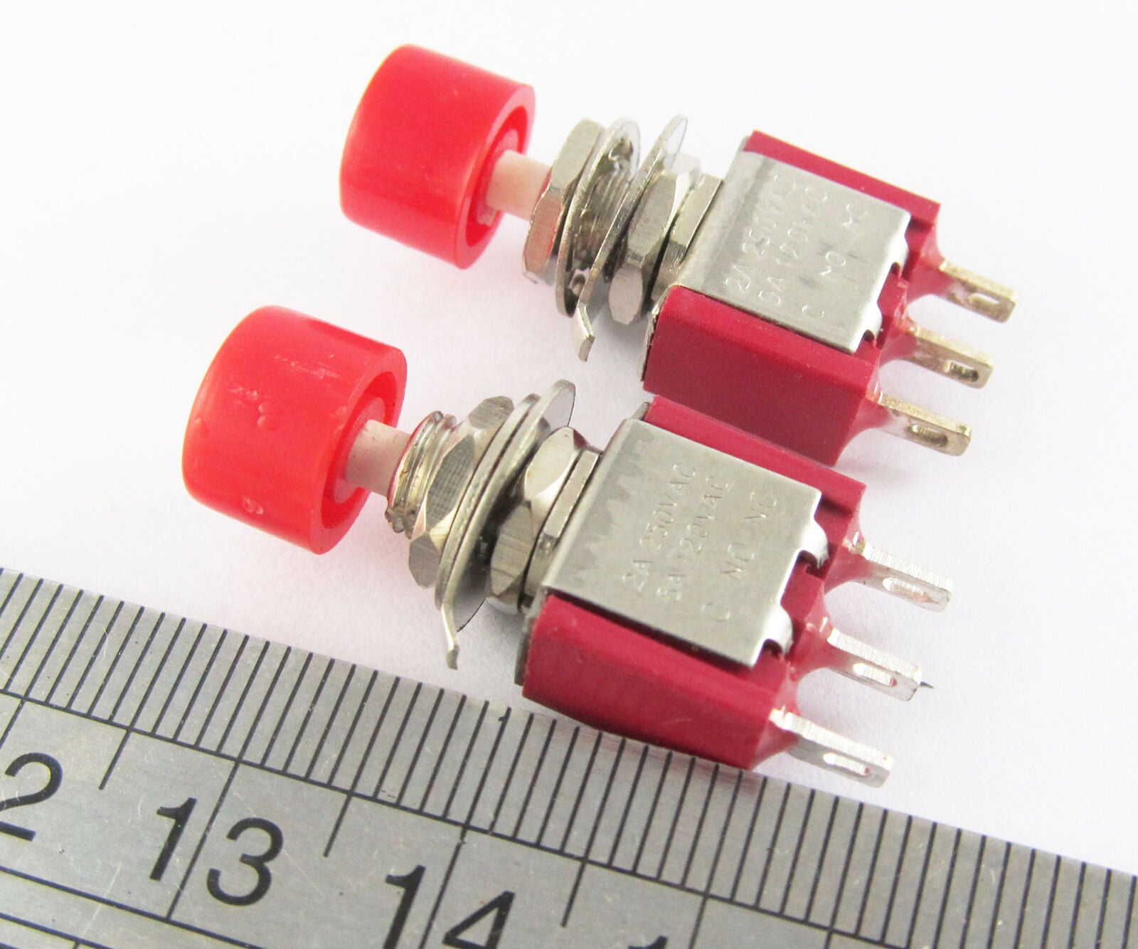 10 pcs Momentary Push Button Switch Red 3 Feet 2A/5A New
