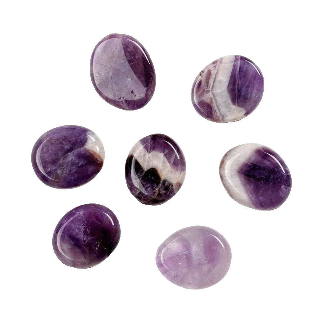 7pcs Amethyst Violet Crystal Stress Relieve Palmstone Reiki Stones Decor