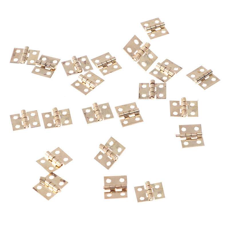 20pcs Cabinet Door Hinges Brass Plated Mini Hinge Small Decorative Jewe XC
