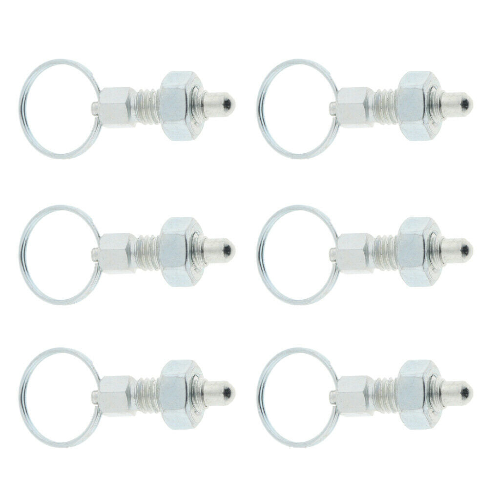6Pcs Stainless Steel Non Lock-Out Indexing Plunger with Pull Ring M6