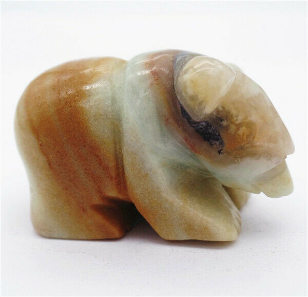 48x30x24mm Natural Amazonite Gem Carved Bear Decoration Statue Home Decor HH7729