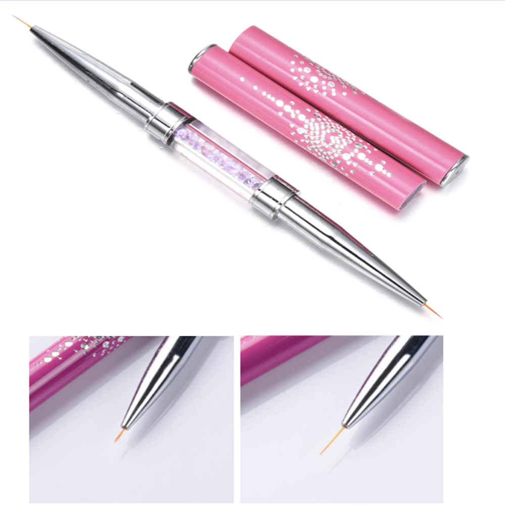 Double Head Nail Art Liner Brush Line Drawing Pen Rhinestone Metal Manicure Tool