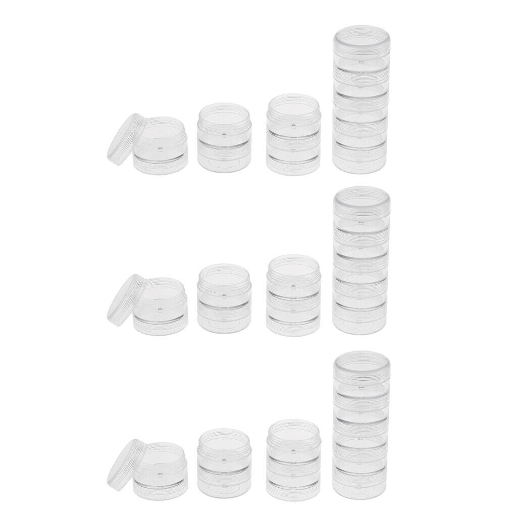 30Pcs Round Stackable Beads Box Organizer w/ Screw Lids Jewellery Display