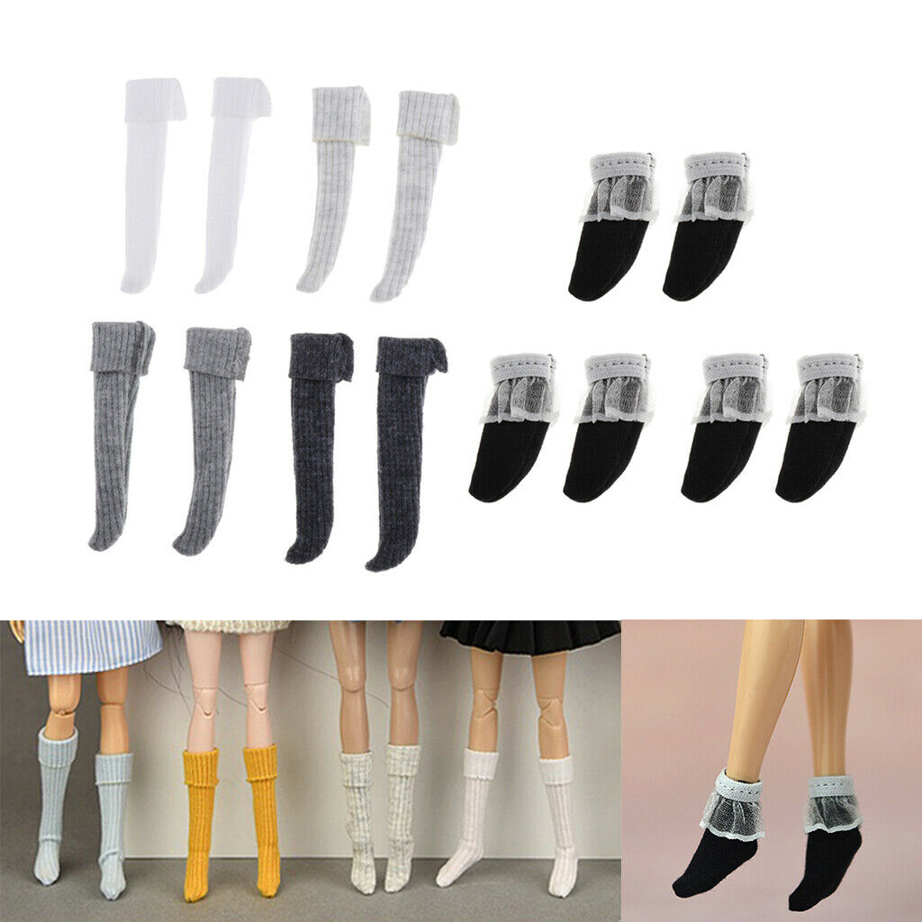 7 Pairs of Lace Socks and Stocking Clothing Accessories for 1/6 BJD Accs