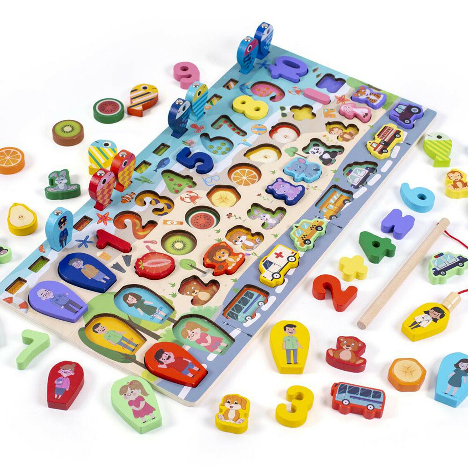 Toys Wooden Number Counting Shape Matching Puzzles Preschool Early