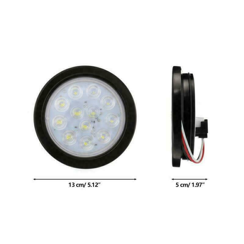 4" Round Led Stop Turn Tail Lights Trailer Truck Backup Reverse 2 Red + 2 White