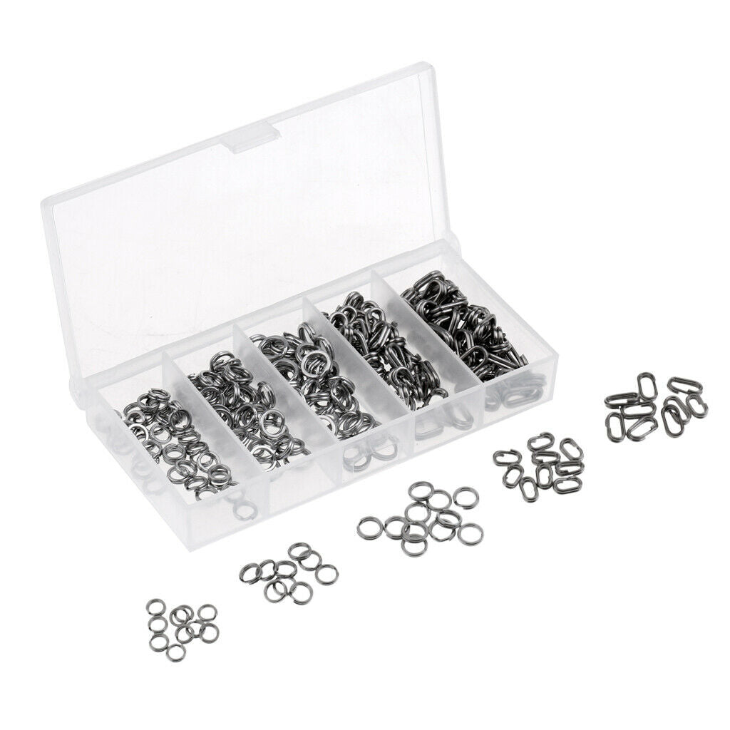 200 Pcs Stainless Steel Round Oval Split Ring Fishing Tool Line Connector