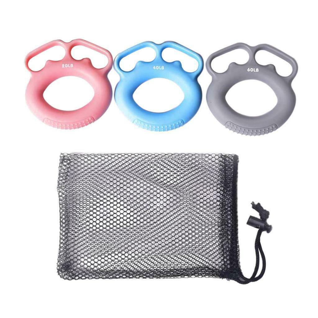 3Pcs Silicone Hand Finger Grip Rings Muscle Power Training Finger Separate