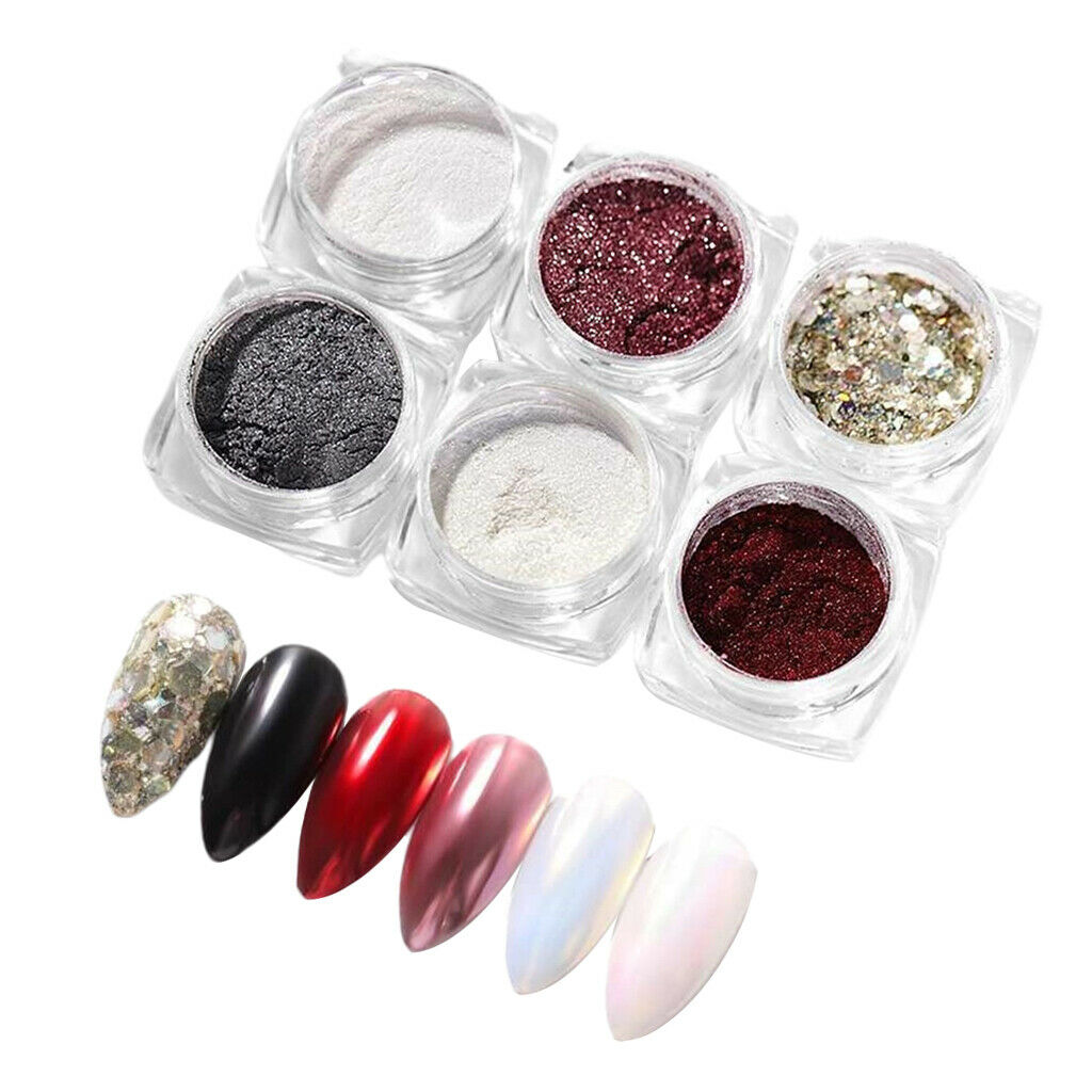 6 Colors Nail Art Glitters Powder Shiny Manicure Sequins Flakes Paillette 03