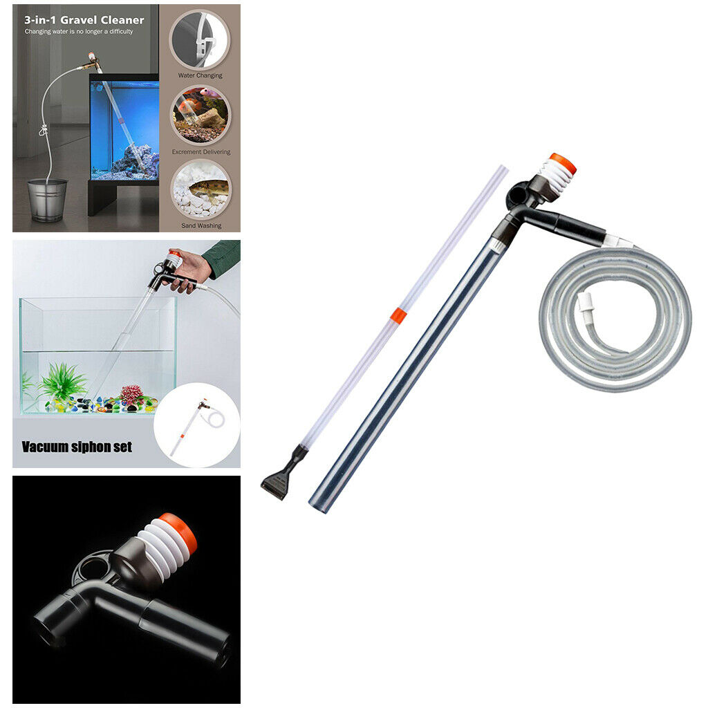 Fish Tank Vacuum Aquarium Gravel Cleaner Kit scraping algae Easy to Use