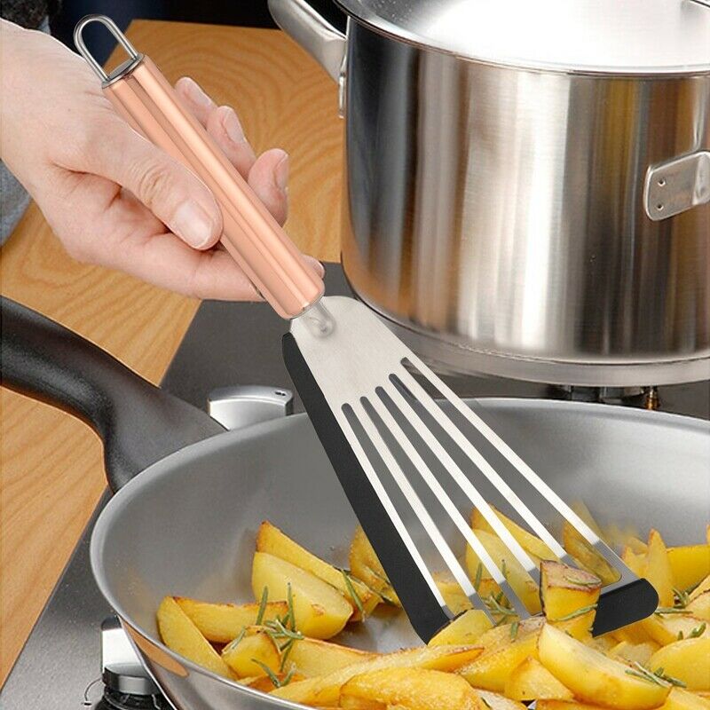 Ultra Flexible Stainless Steel Spatula With Silicone Top Soft Edge Slotted SpaC1