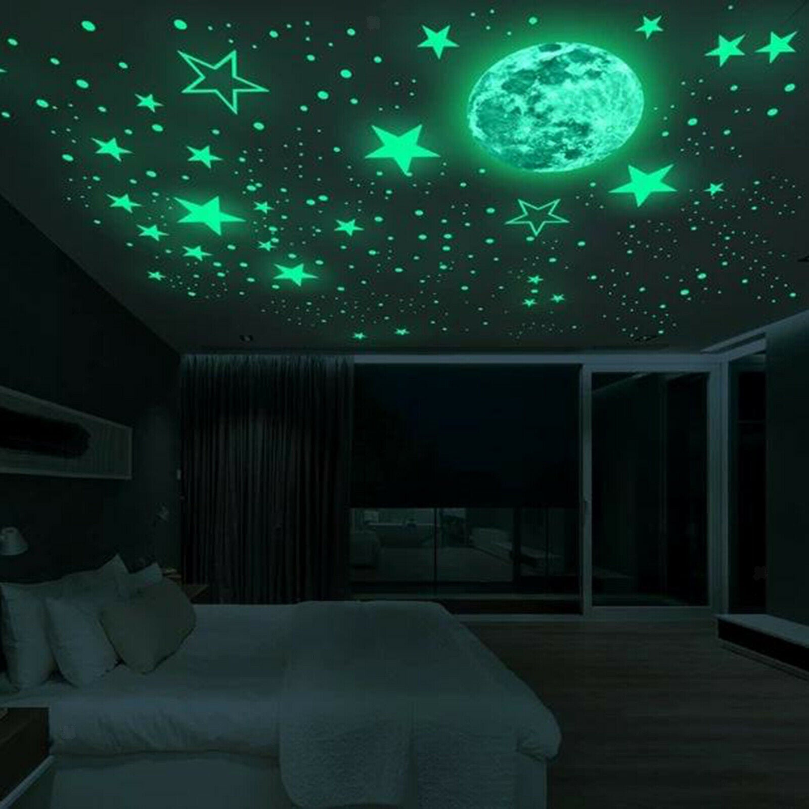 435x Planet & Stars Glow In The Dark Wall Stickers Kids Bedroom Decals Decor