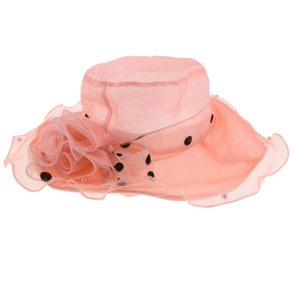 Women Lace Wide Brim Sun   Wedding Church Beach Derby Hat Orange