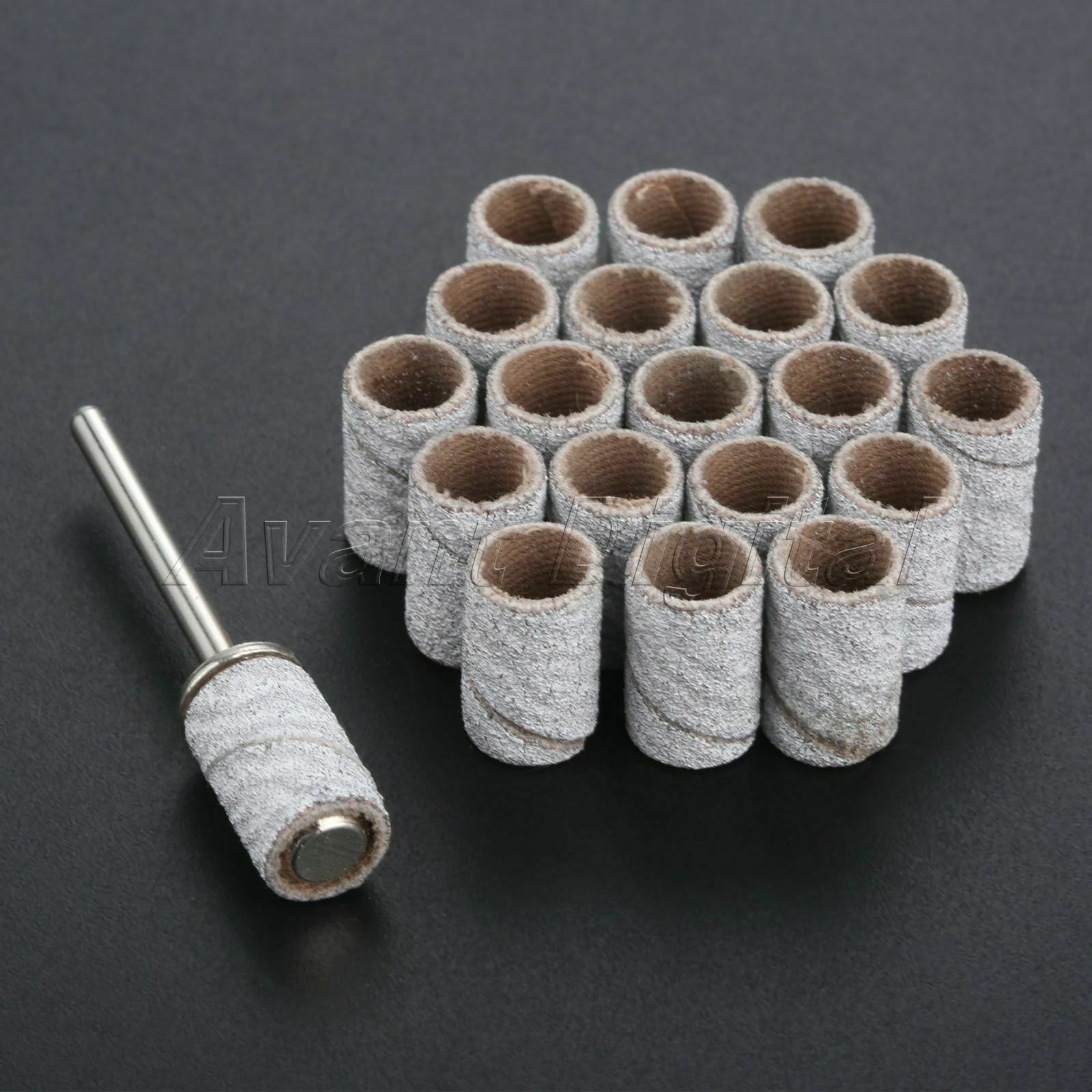 100× Sand Bands Shank Rotary 1X Sanding Drum Mandrels Tool File Machine Bits Set
