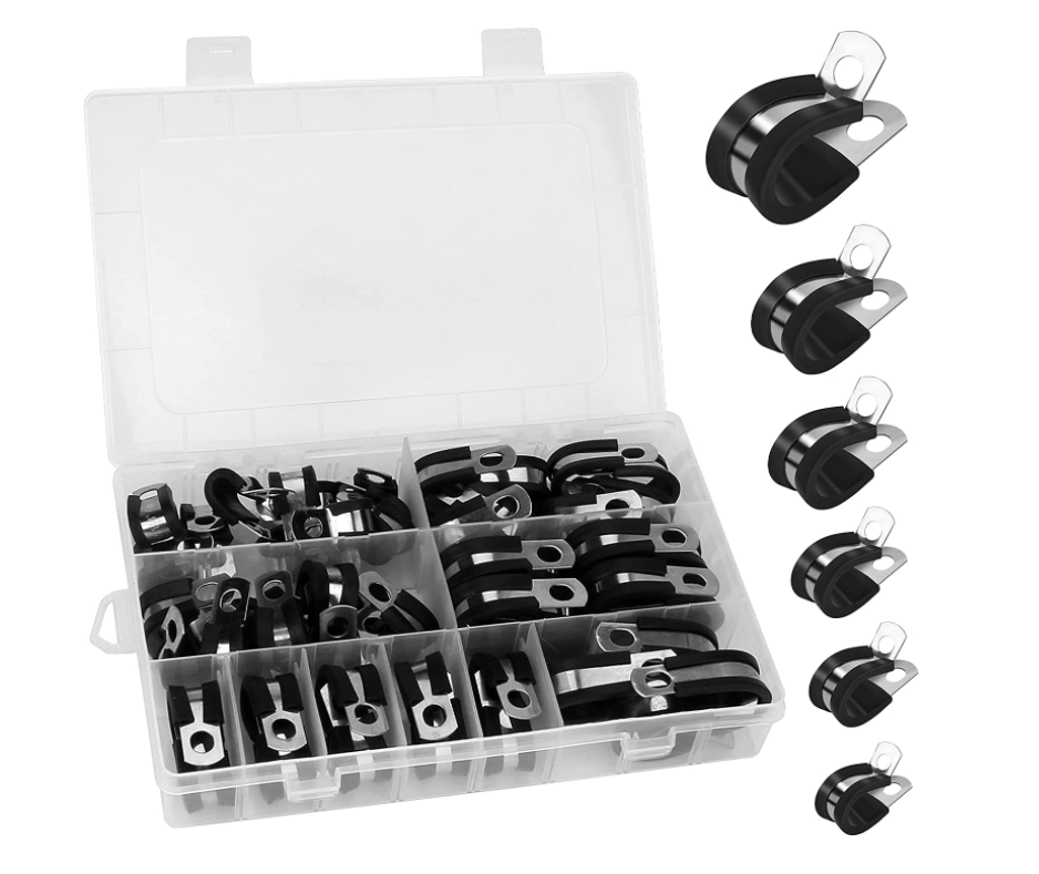 New 304 Stainless Steel Cable Clamp Combination Kit Buffer Rubber 52 Pieces