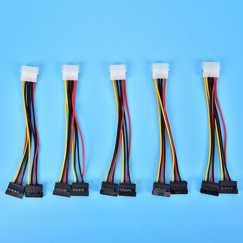 Molex to 2 SATA Dual Power Y Splitter Adaptor Cable Lead 2 Way 4 Pin -15 .l8