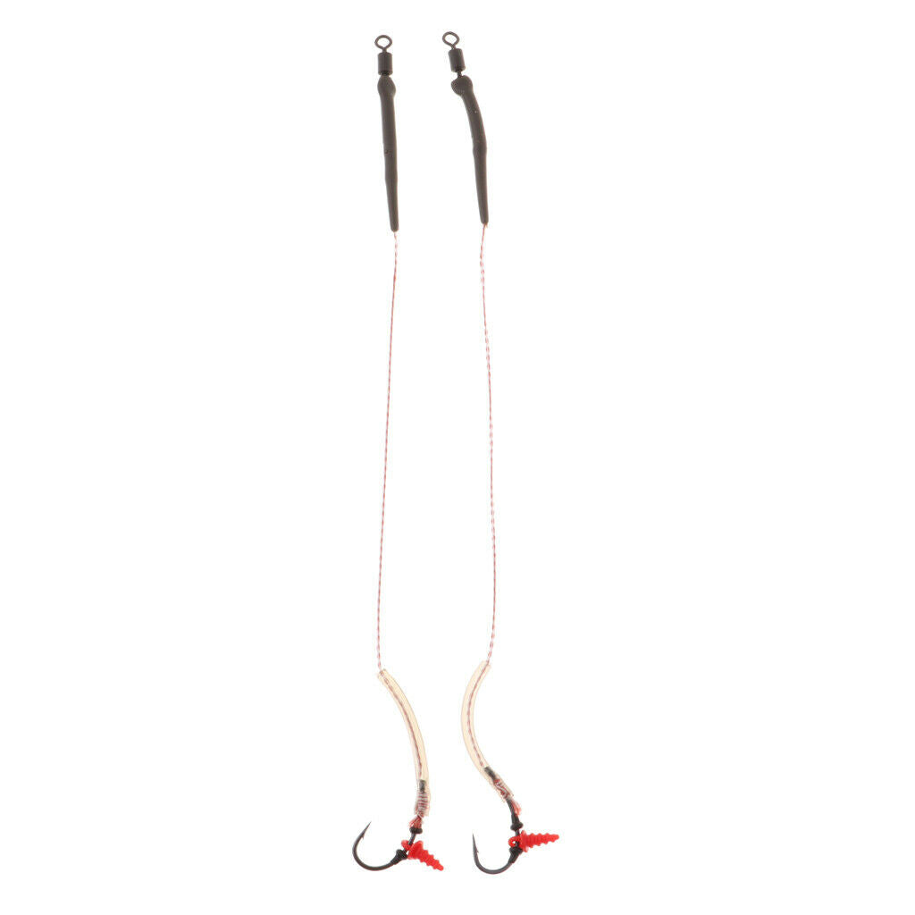 2pcs Carp Fishing Hair Rigs Braided Line High Carbon Steel Hooks G005