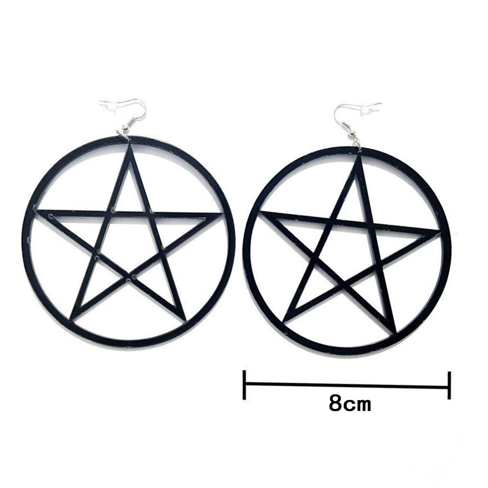 Women Punk Large Pentagram Earrings Large Hoop Pentacle Gothic Ear Stud Fashion