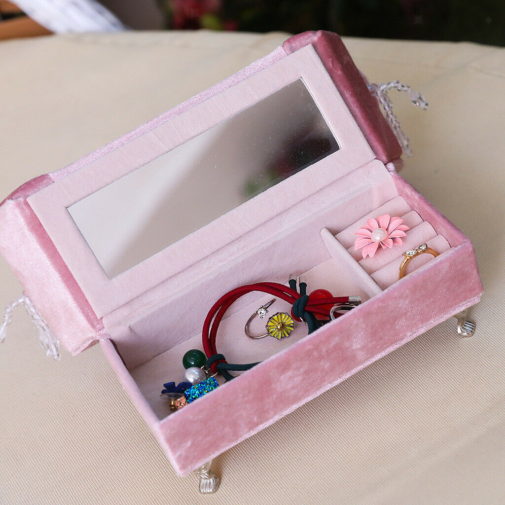 Soft Bowknot Couch Jewelry Box for Girls Travel Jewelry Organizer for