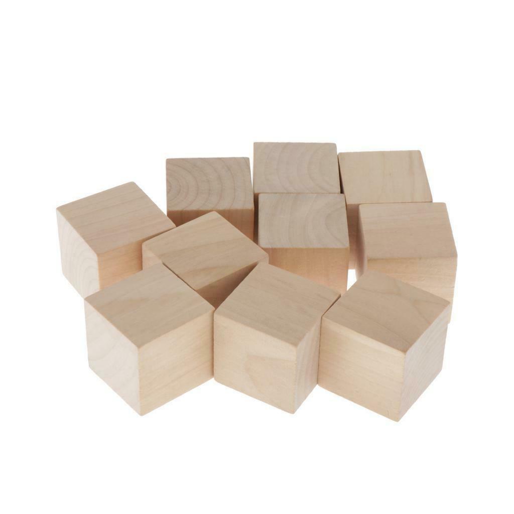 1.57Inch Wood Cubes Natural Craft Wood Blocks (40mm) - Blank Dice Set 10Pcs