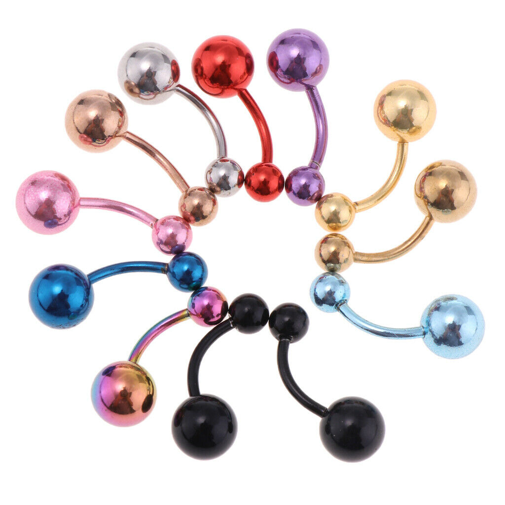 12 Pcs Belly Button Ring Piercing Navel Bar Colorful Ball Bar Body Jewellery