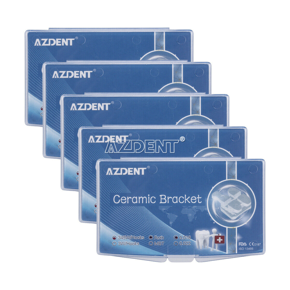 10 Kits Dental Orthodontic Ceramic Brackets Roth 018" 345 Hooks Marked AZDENT