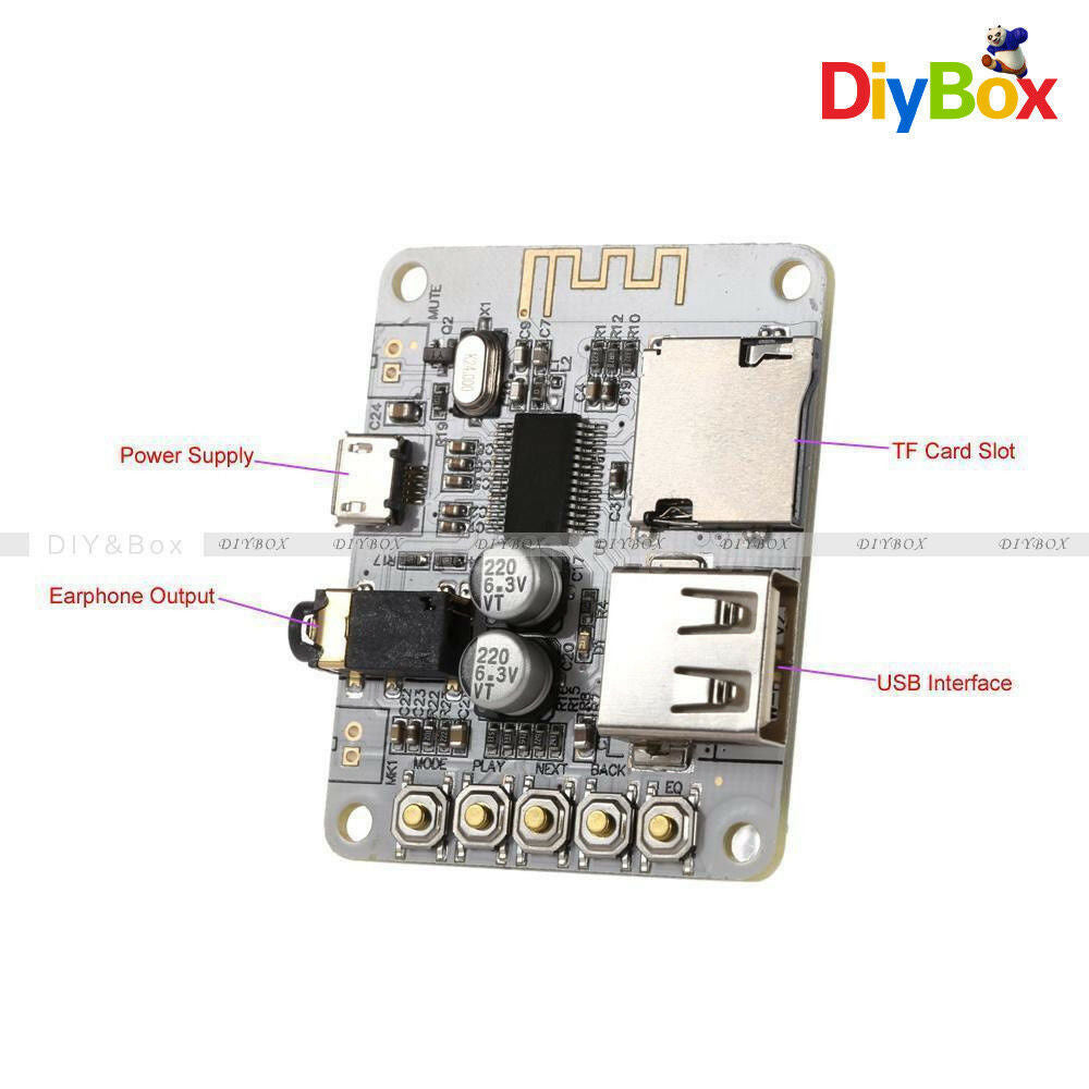 DIY Kits USB 5V Bluetooth 2.1 Audio-Receiver Board Stereo-Musik-Modul+ Acryl