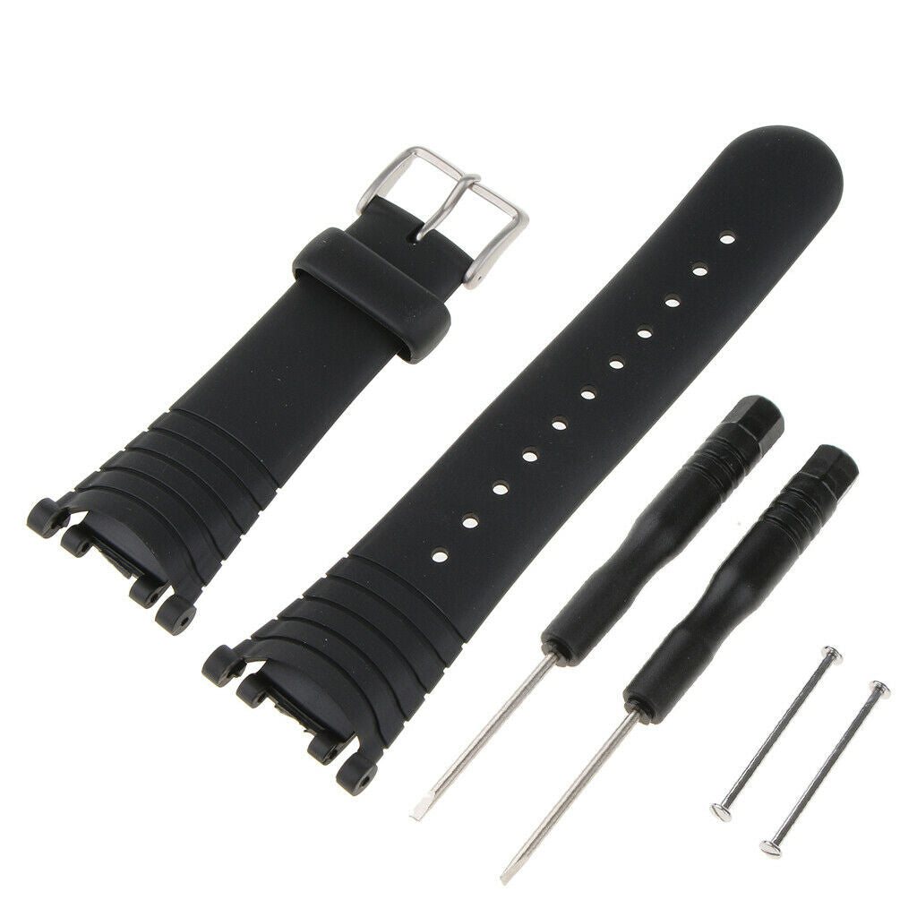 Prettyia Black Silicone Watchband for SUUNTO VECTOR Stainless Steel Buckle