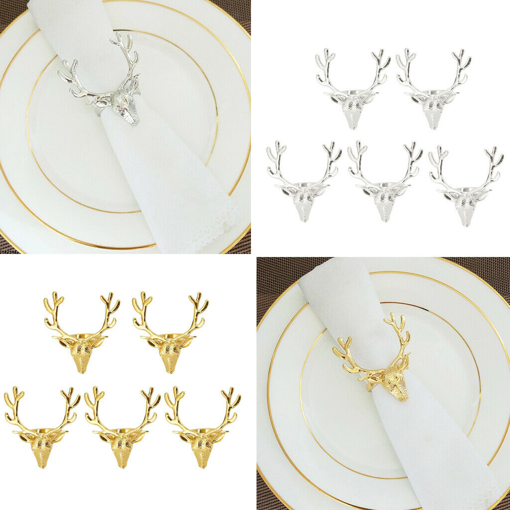 Pack 10PCS Reindeer Design Napkin Rings Tissue Holder for Bar Counter Restaurant