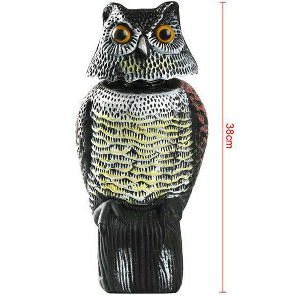 3X 15'' Owl Realistic Eyes Waterproof Control Scarecrow Yard Decoy Plastic