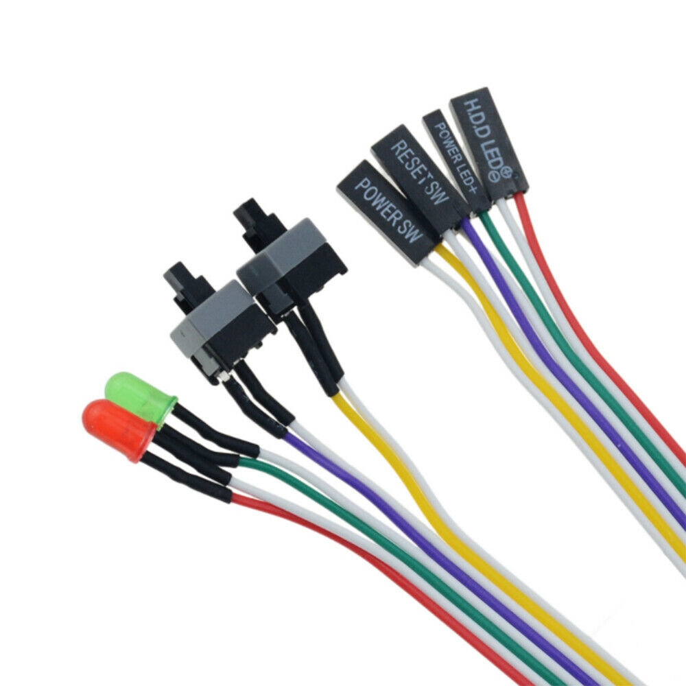 65cm LED Light Computer Motherboard Power Cable PC Power On Off Reset Switch