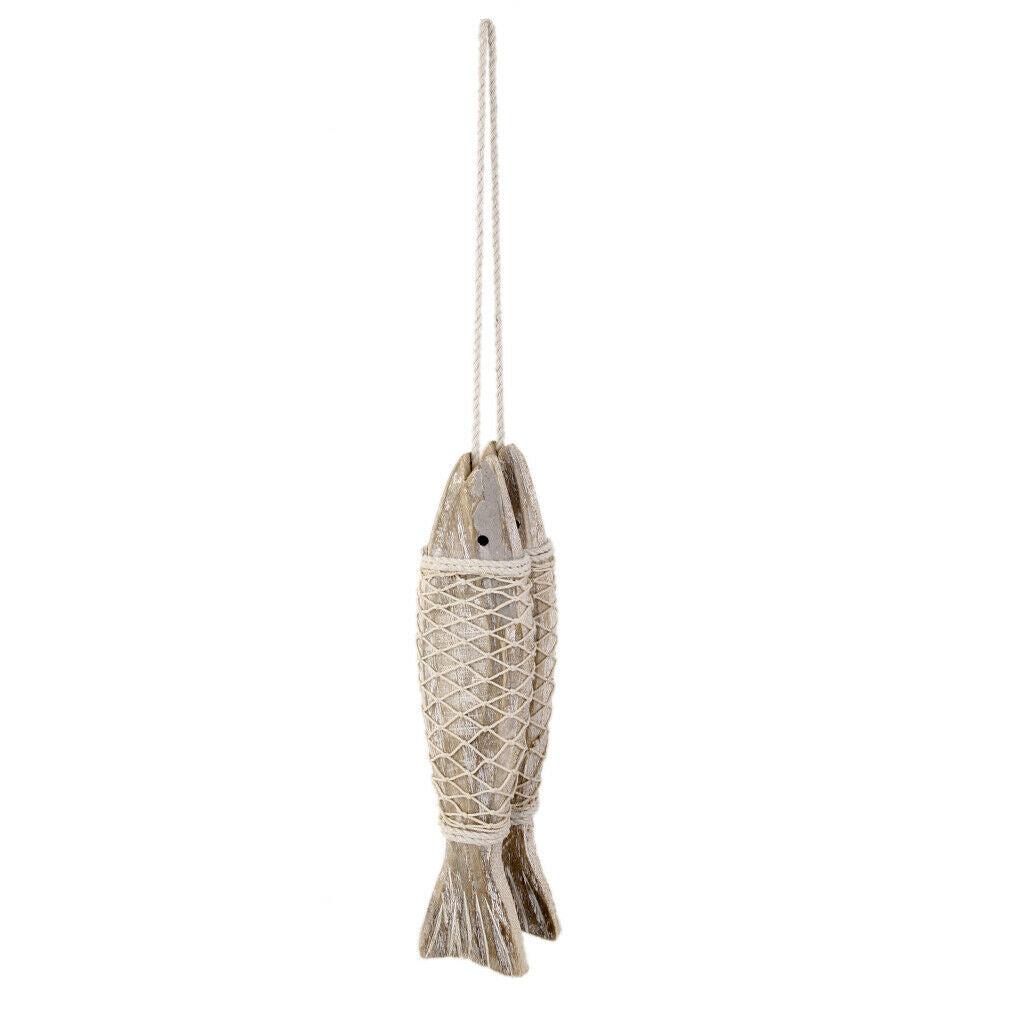 4 x Rustic Coastal Hand Carved Hanging Wood Marine Fish Wall Room Decor S/L