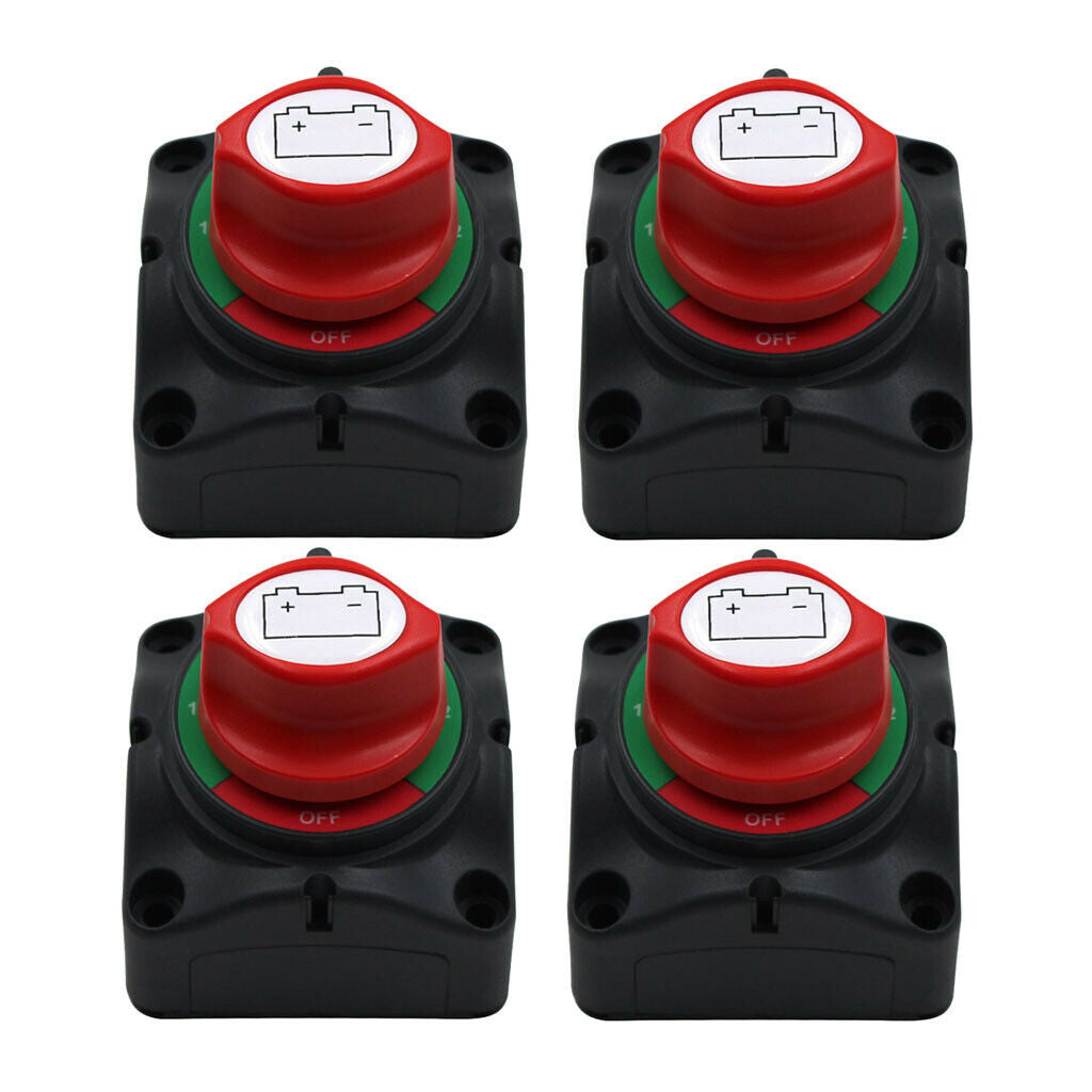4pcs Dual Battery Selector Disconnect Switch for Marine Boat Vehicle 3 Speed