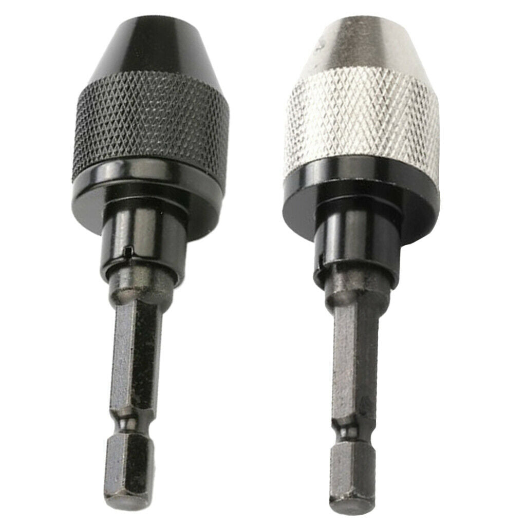 2Pcs 0.3-6.5mm Bit Drill Chuck Adapter Impact Drive Shank Quick Change Holder