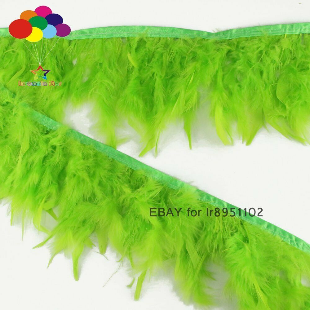 2 Meter Dyed fruit green Turkey feather fringe trim 6-8inches chandelle marabou