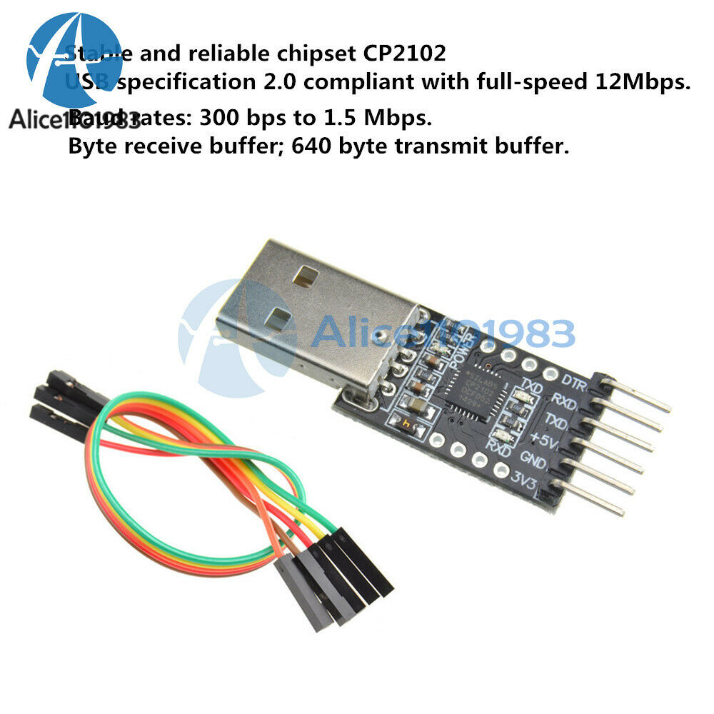 5PCS CP2102 USB 2.0 to UART TTL 6PIN Module Serial Converter +Cables