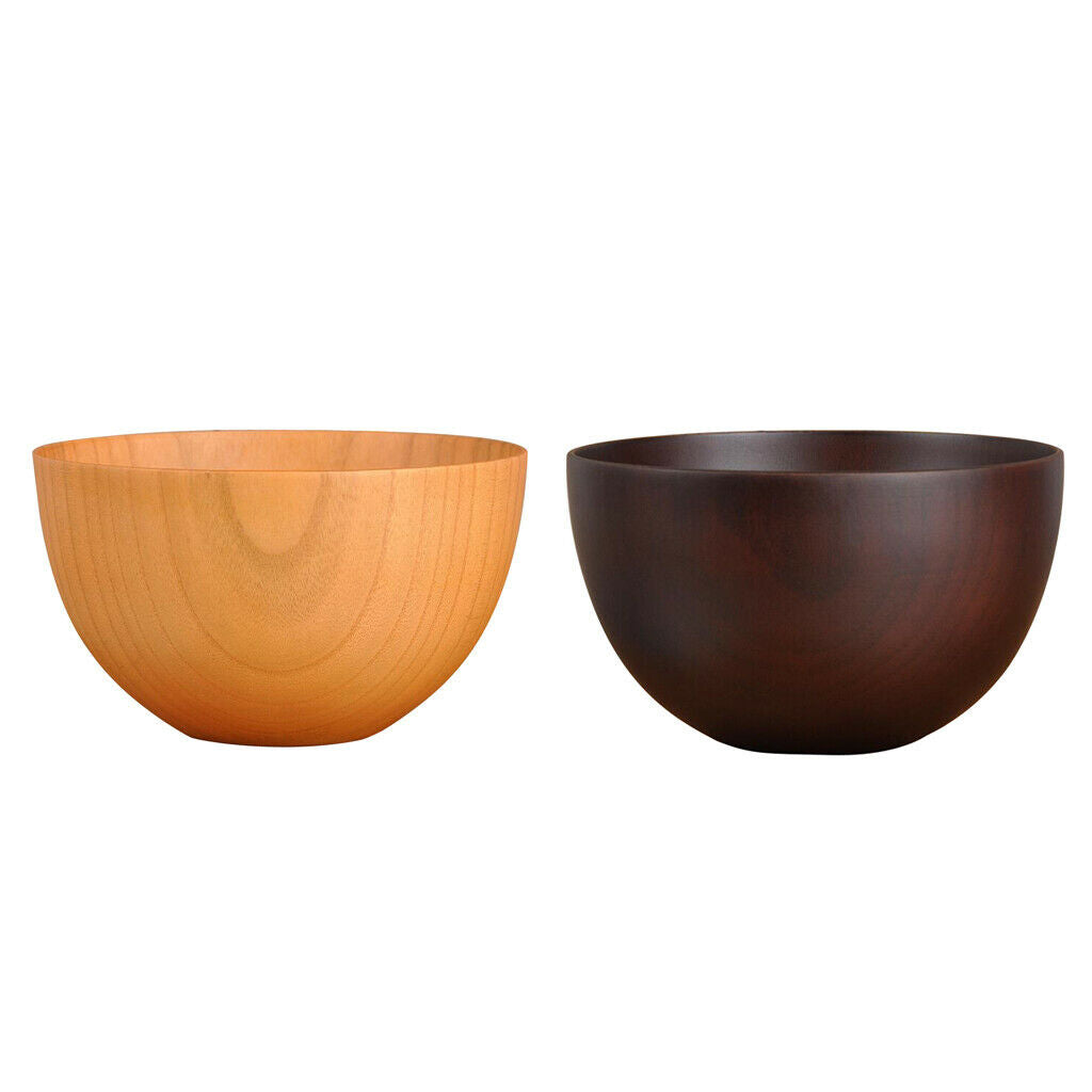 2x Large Natural Wooden Bowl of Rice Noodles
