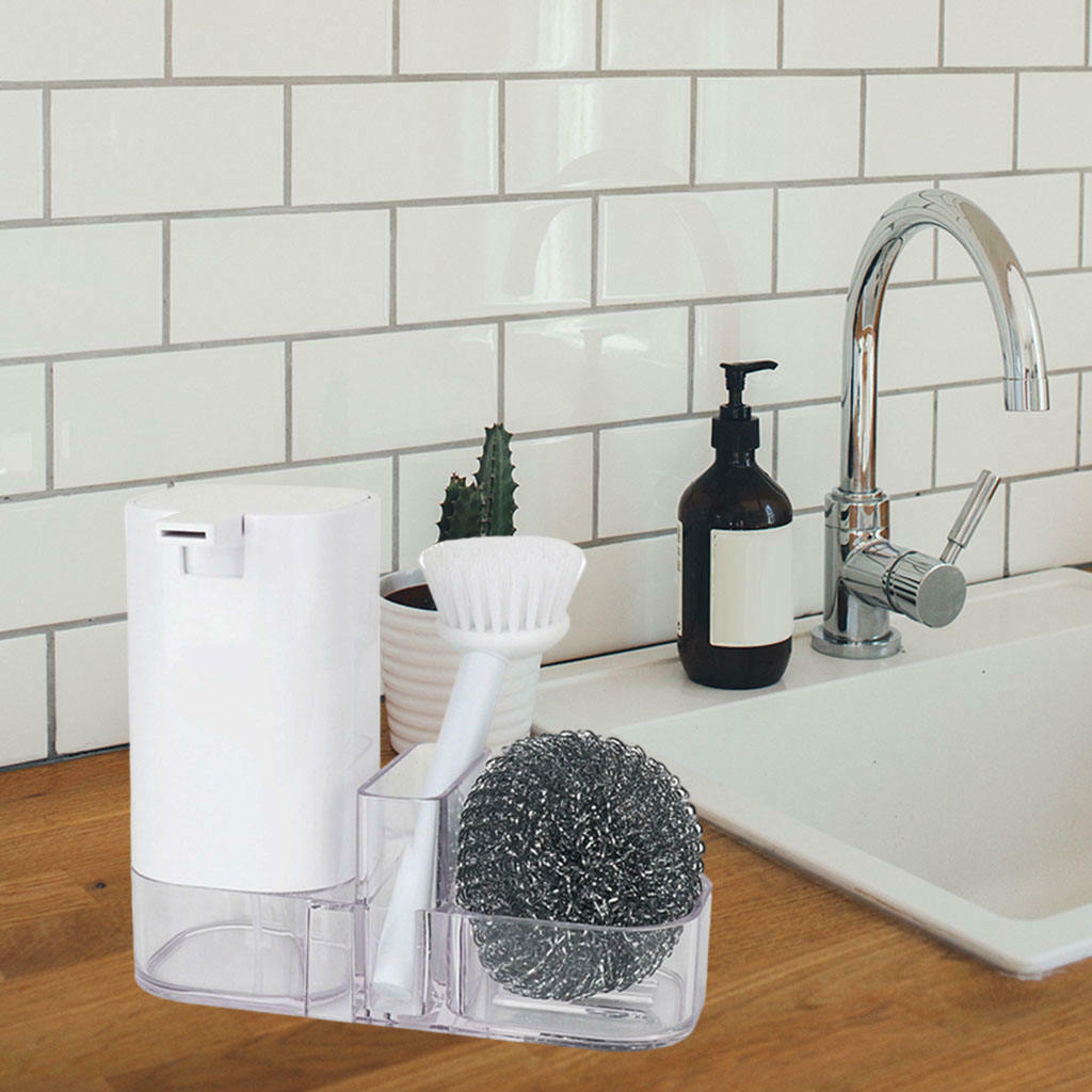 Soap Dispenser Detergent Bottle Holder Caddy Set Organizer Sink Steel Ball