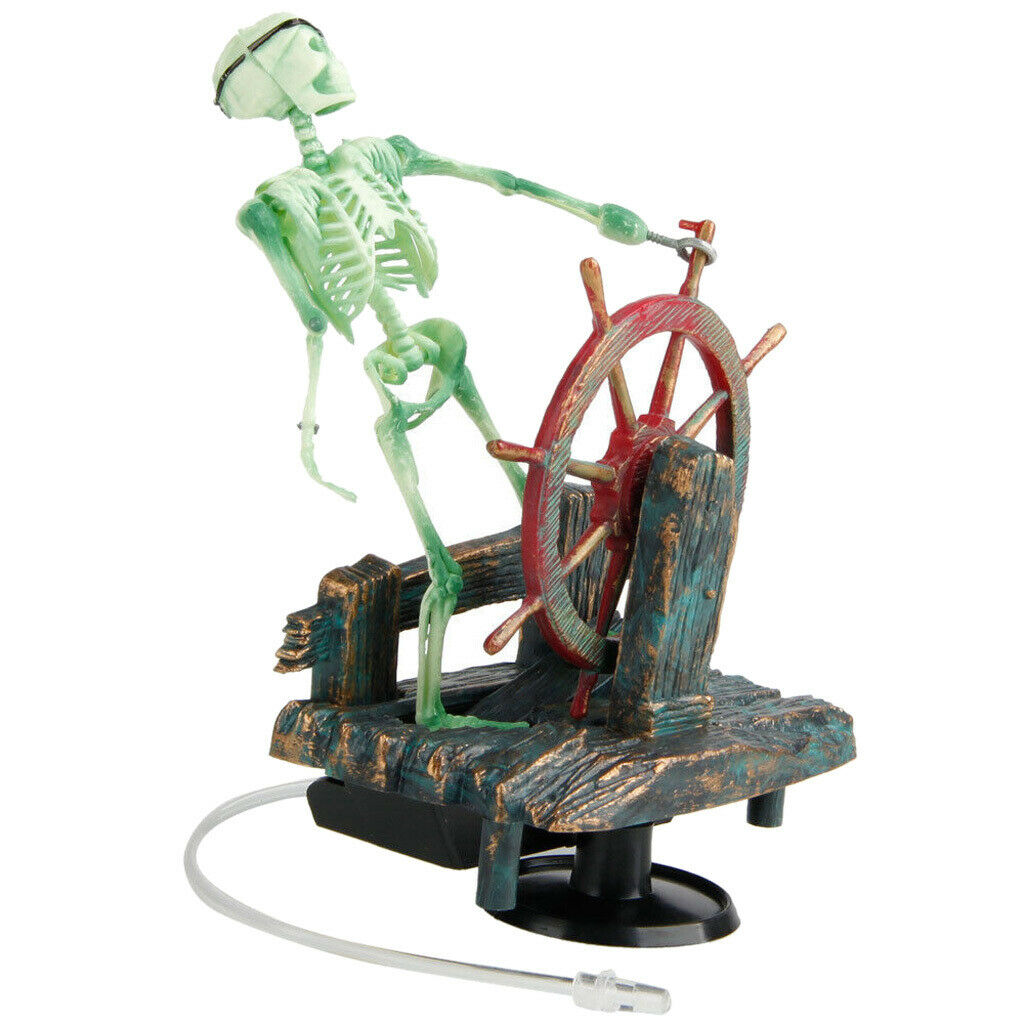 Aquarium Ornament Bubbling/Bubble SKELETON with Air Pump Connector for Fish Tank