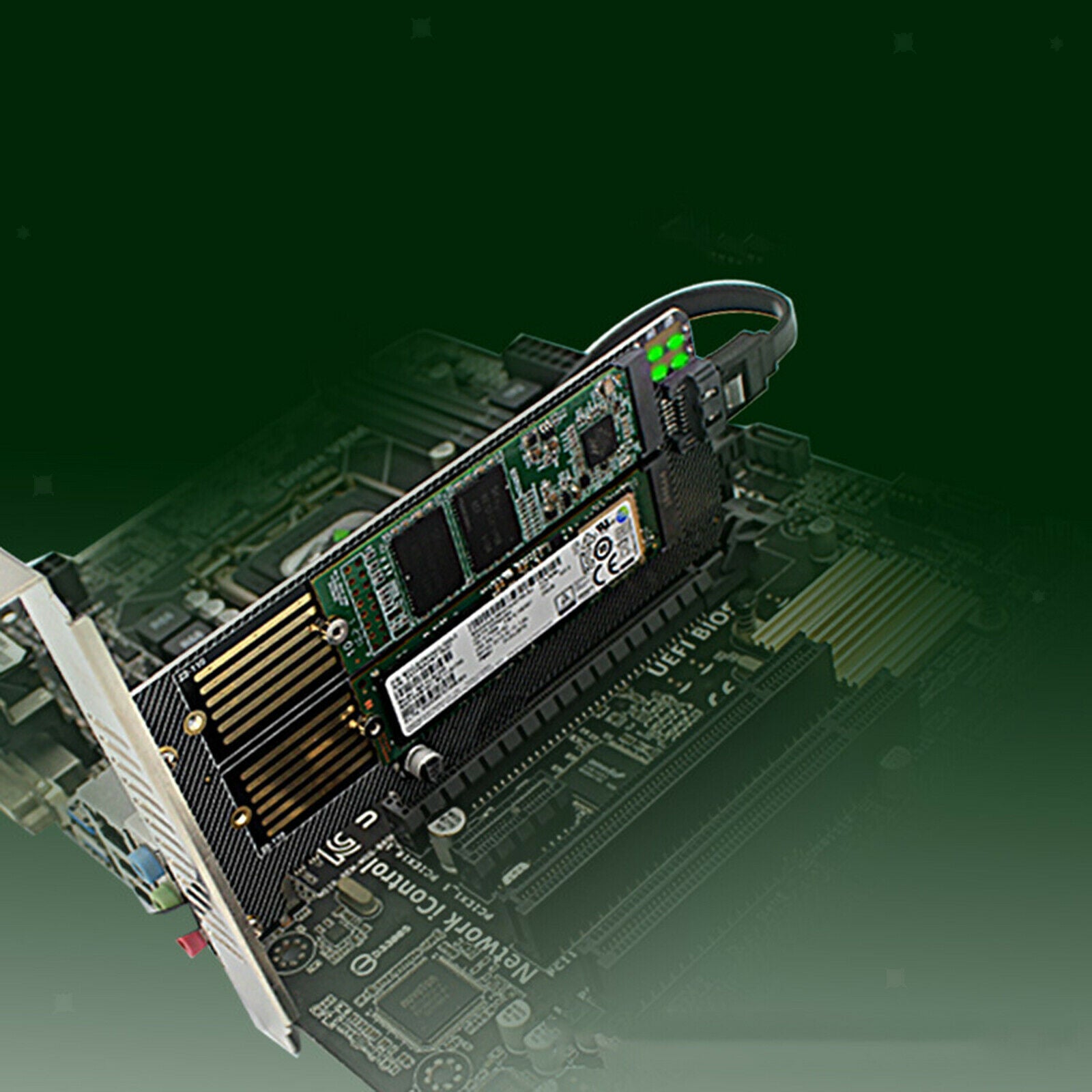 Dual PCIe to M.2 NVME Adapter M Key B Key For Desktop PC M.2 SATA SSD 2240