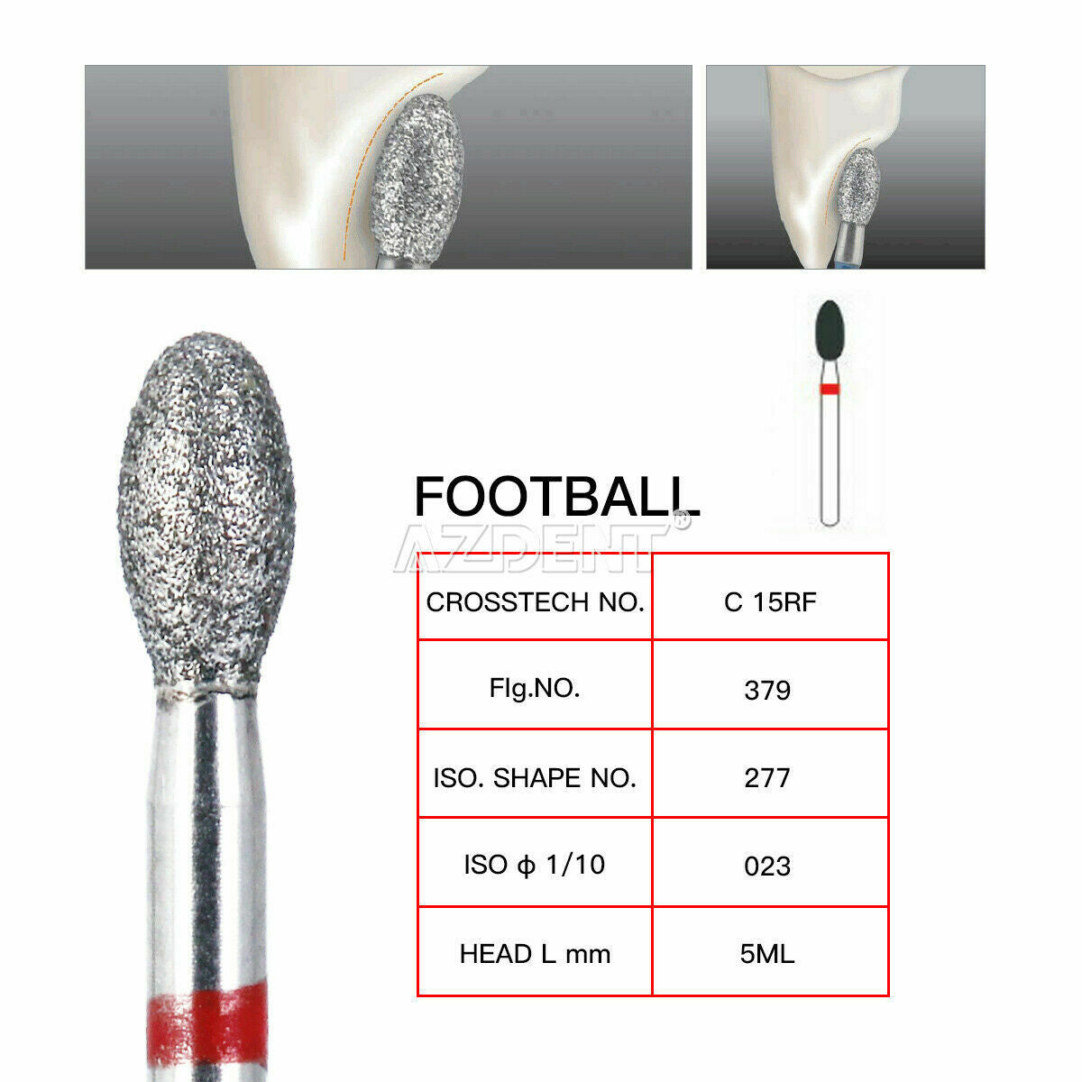 50X Dental Handpiece FG Diamond Burs Drill Football Egg #379-023F Fine 10pcs/Box