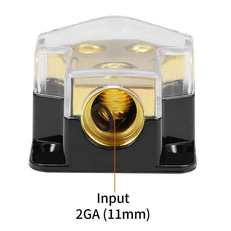 2 Way Power Distribution Block Power/Ground Splitter 0/4gauge AWG For Car Aud SJ
