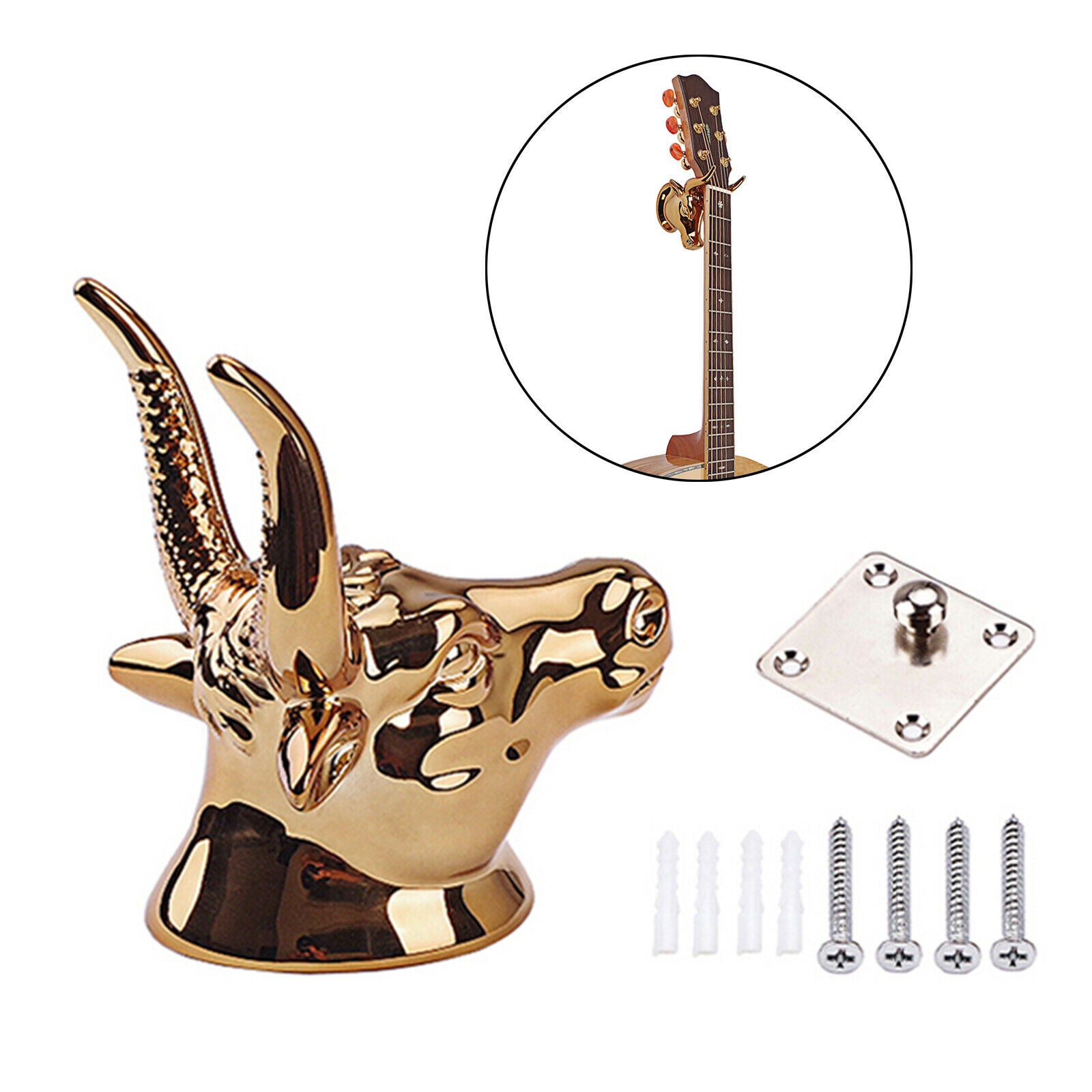 Universal Steel Guitar Wall Hanger Bull Head Hook Bass Guitar Holder Storage