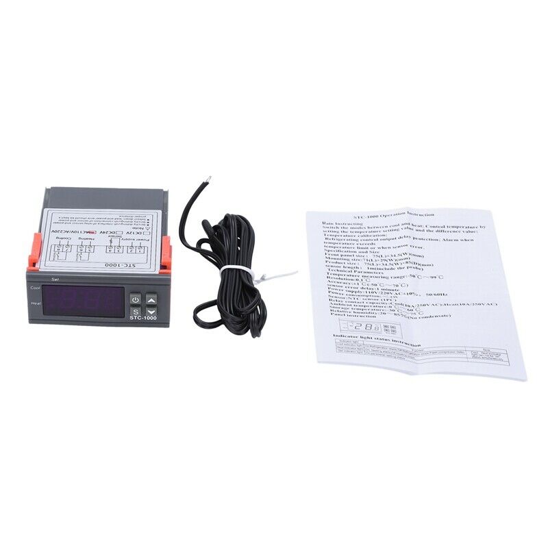 220V Digital STC-1000 Temperature Controller Thermostat Regulator+Sensor ProbeJ7