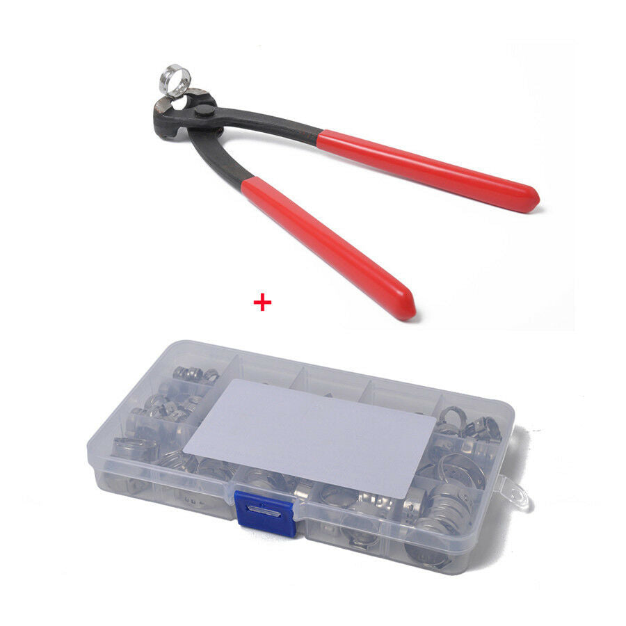 90Pcs Single Ear Hose Clamp & Stainless Steel Hydraulic Pliers Ear Clamp Pincer