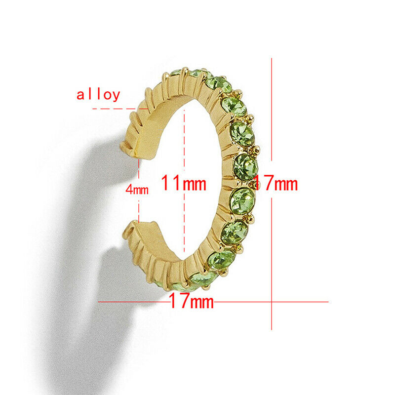 6Pcs Fashion Ear Cuff Set Earring Women Colorful Crysatl Cartilage Ear Clip Kt
