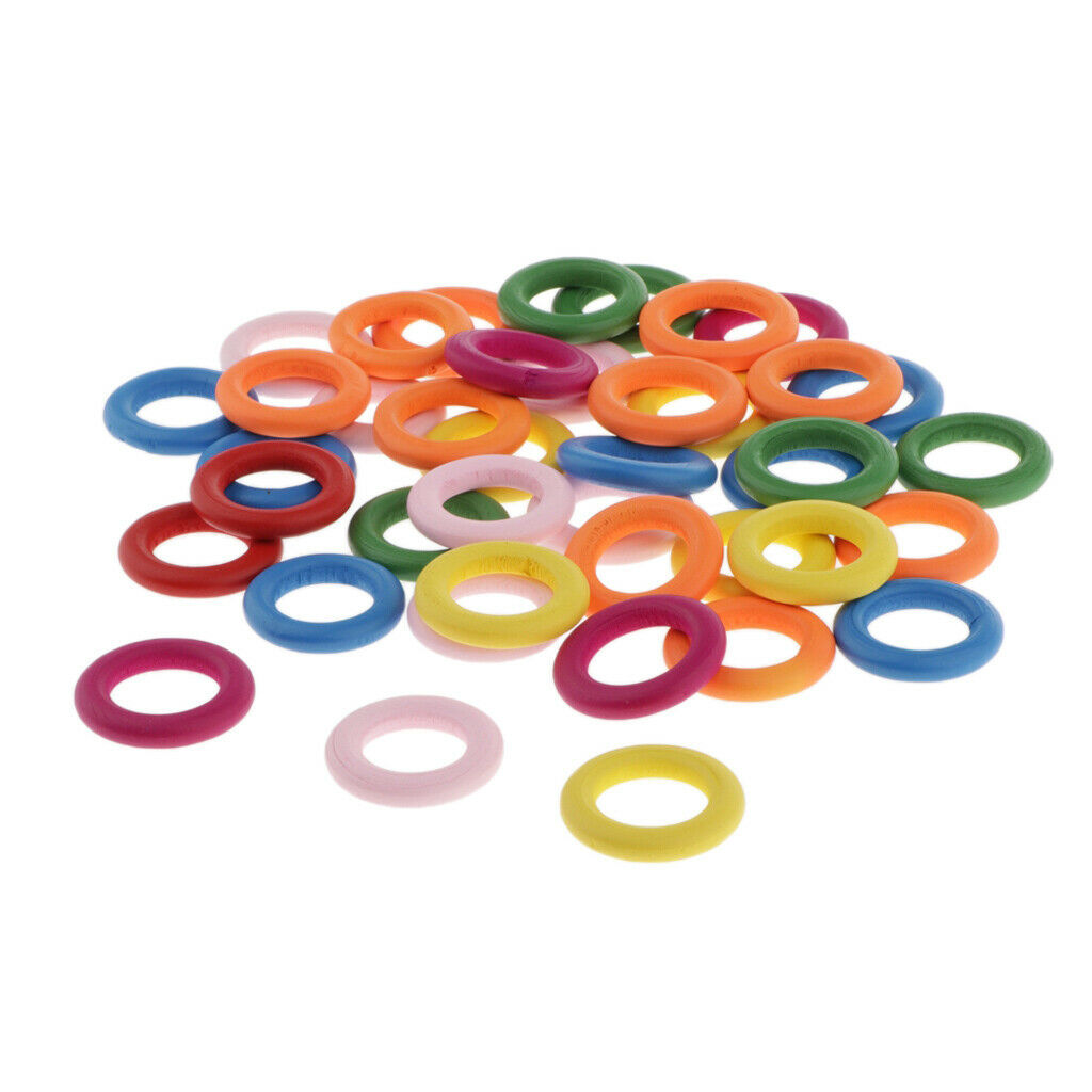 40x Round Mini Wooden Rings Circle Beads â€“Bracelets /Necklace /Earrings DIY